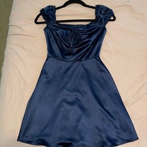 Satin Blue Mini Dress
